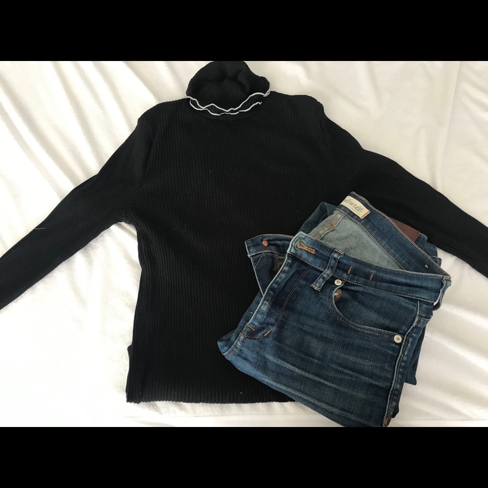 J. crew ribbed black turtleneck sweater